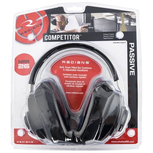 Radians CP0100CS Competitor Muff 26 dB Over the Head Black Ear Cups with Adjustable Black Headband for Adults 1 Pair Radians CP0100CS Competitor Muff 26 dB Over the Head Black Ear Cups with Adjustable Black Headband for Adults 1 Pair