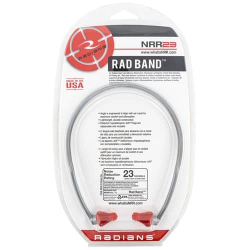 Radians RB1150 Rad-Band 23 dB Behind The Neck Gray Band with Red Jelli Tips for Adults 1 Pair Radians RB1150 Rad-Band 23 dB Behind The Neck Gray Band with Red Jelli Tips for Adults 1 Pair