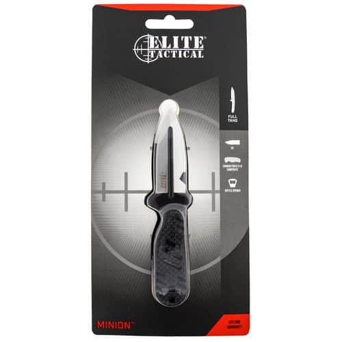 Elite Tactical ETFIX008CS Minnion 2.75" Fixed Spear Point Plain Satin 8Cr13MoV SS Blade G10 Black Slotted Handle Elite Tactical ETFIX008CS Minnion 2.75" Fixed Spear Point Plain Satin 8Cr13MoV SS Blade G10 Black Slotted Handle