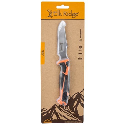 Elk Ridge ERTKFIX003CS Trek Caping 4" Fixed Caper Plain Satin 8Cr13MoV SS Blade FRN Black/Orange Handle TPR Black/Orange Handle Elk Ridge ERTKFIX003CS Trek Caping 4" Fixed Caper Plain Satin 8Cr13MoV SS Blade FRN Black/Orange Handle TPR Black/Orange Handle