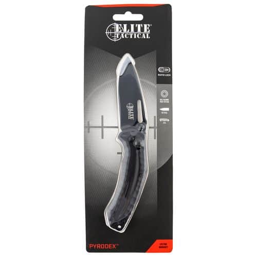 Elite Tactical ETFDR008BKCS Pyrodex 3.50" Folding Drop Point Plain Black Stainless Steel Blade G10 Black Handle Elite Tactical ETFDR008BKCS Pyrodex 3.50" Folding Drop Point Plain Black Stainless Steel Blade G10 Black Handle
