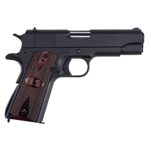 Auto-Ordnance 1911BKOCW 1911-A1 Commander 9mm Luger 4.25" 9+1 Matte Black Carbon Steel Frame & Slide Checkered Wood with Integrated US Logo Grip Auto-Ordnance 1911BKOCW 1911-A1 Commander 9mm Luger 4.25" 9+1 Matte Black Carbon Steel Frame & Slide Checkered Wood with Integrated US Logo Grip