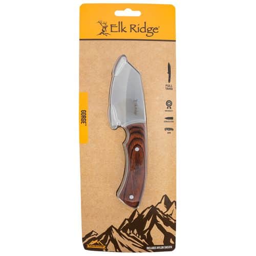 Elk Ridge ER20027BRCS Gorge 3" Wharncliffe Stainless Steel Blade Brown Pakkawood Handle Elk Ridge ER20027BRCS Gorge 3" Wharncliffe Stainless Steel Blade Brown Pakkawood Handle