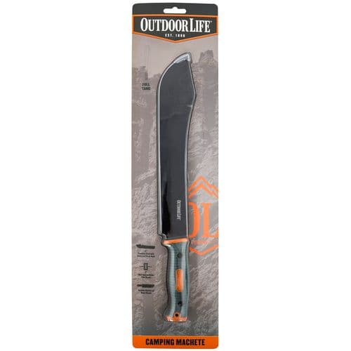Outdoor Life OLMHT001OGN Camp 11" Fixed Machete Plain Black 64Mn SS Blade Outdoor Life OLMHT001OGN Camp 11" Fixed Machete Plain Black 64Mn SS Blade