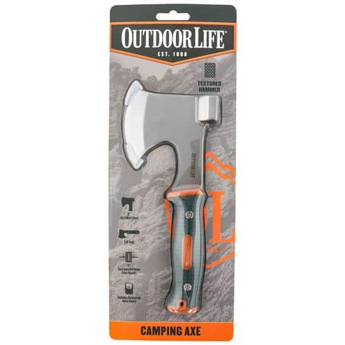 Outdoor Life OLAXE001OGN Camp 3" Axe Axe w/Hammer 7Cr17MoV High Carbon SS Blade 8" Long Fixed Outdoor Life OLAXE001OGN Camp 3" Axe Axe w/Hammer 7Cr17MoV High Carbon SS Blade 8" Long Fixed
