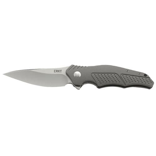 CRKT K320GXP Outrage 3.19" Folding Modified Drop Point Plain Satin 8Cr13MoV SS Blade Gun Metal Gray Aluminum Handle CRKT K320GXP Outrage 3.19" Folding Modified Drop Point Plain Satin 8Cr13MoV SS Blade Gun Metal Gray Aluminum Handle