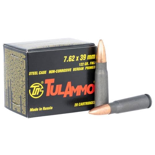Tula Ammo TULA762OS Rifle 7.62x39mm 122 gr Full Metal Jacket (FMJ) Steel Case 20 Bx/ 50 Cs Tula Ammo TULA762OS Rifle 7.62x39mm 122 gr Full Metal Jacket (FMJ) Steel Case 20 Bx/ 50 Cs