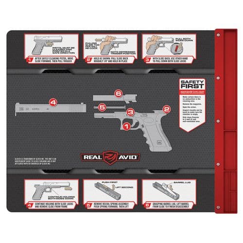 Real Avid AVGLOCKSM Smart Mat Gun Cleaning Mat Black/Gray 19" x 16" Non-Slip Rubber Glock Parts Diagram Real Avid AVGLOCKSM Smart Mat Gun Cleaning Mat Black/Gray 19" x 16" Non-Slip Rubber Glock Parts Diagram