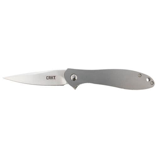 CRKT K456XXP Eros Flat Handle Large 2.84" Folding Modified Spear Point Plain Satin Japanese AUS-8 SS Blade Polished 420J2 SS Handle CRKT K456XXP Eros Flat Handle Large 2.84" Folding Modified Spear Point Plain Satin Japanese AUS-8 SS Blade Polished 420J2 SS Handle