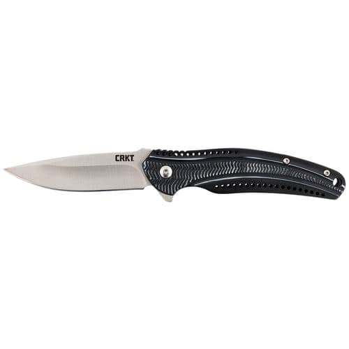CRKT K415KXP Ripple 3.13" Folding Modified Drop Point Plain Satin 8Cr14MoV SS Blade Black Anodized Aluminum Handle CRKT K415KXP Ripple 3.13" Folding Modified Drop Point Plain Satin 8Cr14MoV SS Blade Black Anodized Aluminum Handle