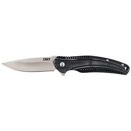 CRKT K415KXP Ripple 3.13" Folding Modified Drop Point Plain Satin 8Cr14MoV SS Blade Black Anodized Aluminum Handle CRKT K415KXP Ripple 3.13" Folding Modified Drop Point Plain Satin 8Cr14MoV SS Blade Black Anodized Aluminum Handle