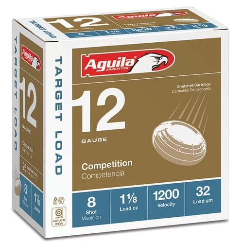 Aguila 1CHB1358 Target Load Standard Velocity 12 Gauge 2.75" 1 1/8 oz 8 Shot 25 Bx/ 10 Cs Aguila 1CHB1358 Target Load Standard Velocity 12 Gauge 2.75" 1 1/8 oz 8 Shot 25 Bx/ 10 Cs