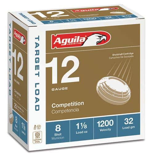 Aguila 1CHB1358 Target Load Standard Velocity 12 Gauge 2.75" 1 1/8 oz 8 Shot 25 Bx/ 10 Cs Aguila 1CHB1358 Target Load Standard Velocity 12 Gauge 2.75" 1 1/8 oz 8 Shot 25 Bx/ 10 Cs
