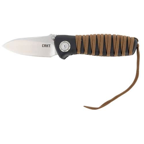 CRKT 6235 Parascale 3.19" Folding Drop Point Plain Satin D2 Steel Blade Brown Paracord Wrapped GRN Black Handle CRKT 6235 Parascale 3.19" Folding Drop Point Plain Satin D2 Steel Blade Brown Paracord Wrapped GRN Black Handle