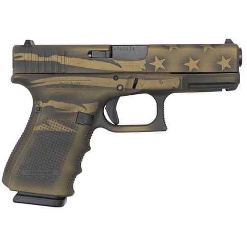 Glock UG2350204BBBWFLAG G23 Gen4 40 S&W 4.02" 13+1 Overall Black/Coyote Battle Worn Flag Cerakote Rough Texture Interchangeable Backstraps Grip Glock UG2350204BBBWFLAG G23 Gen4 40 S&W 4.02" 13+1 Overall Black/Coyote Battle Worn Flag Cerakote Rough Texture Interchangeable Backstraps Grip