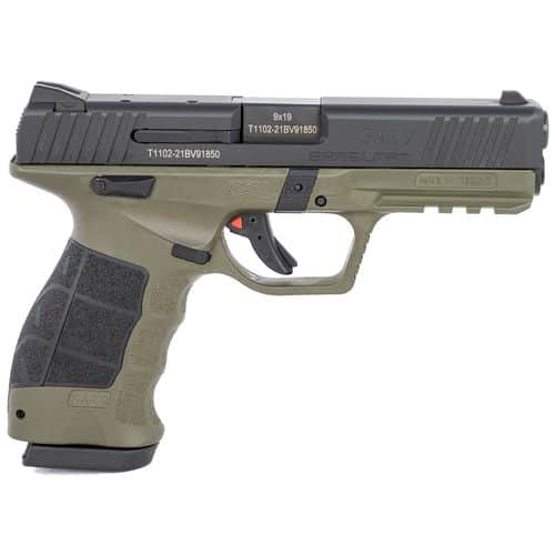 Sar USA SAR9ODBL SAR9 9mm Luger 4.40" 17+1 (2) OD Green Polymer Frame Black Steel Slide OD Green Interchangeable Backstrap Grip Sar USA SAR9ODBL SAR9 9mm Luger 4.40" 17+1 (2) OD Green Polymer Frame Black Steel Slide OD Green Interchangeable Backstrap Grip