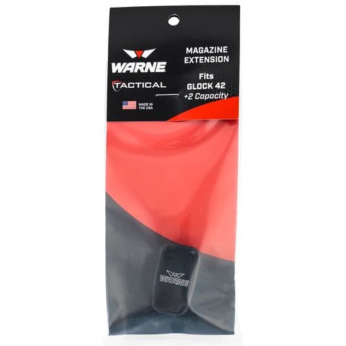 Warne MEG422BLK Magazine Extension Black Hardcoat Anodized 6061-T6 Aluminum for Glock 42 380 ACP (+2) 2 Warne MEG422BLK Magazine Extension Black Hardcoat Anodized 6061-T6 Aluminum for Glock 42 380 ACP (+2) 2