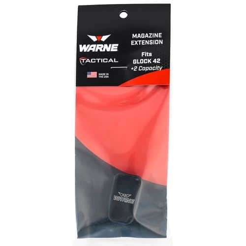 Warne MEG422BLK Magazine Extension Black Hardcoat Anodized 6061-T6 Aluminum for Glock 42 380 ACP (+2) 2 Warne MEG422BLK Magazine Extension Black Hardcoat Anodized 6061-T6 Aluminum for Glock 42 380 ACP (+2) 2