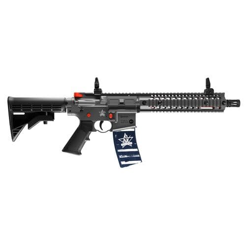 Crosman CFAR1FP Full Auto R1 Fallen Patriots CO2 4.5mm BB 25rd Black Rec/Barrel Black 6 Position with Pistol Grip Stock Crosman CFAR1FP Full Auto R1 Fallen Patriots CO2 4.5mm BB 25rd Black Rec/Barrel Black 6 Position with Pistol Grip Stock