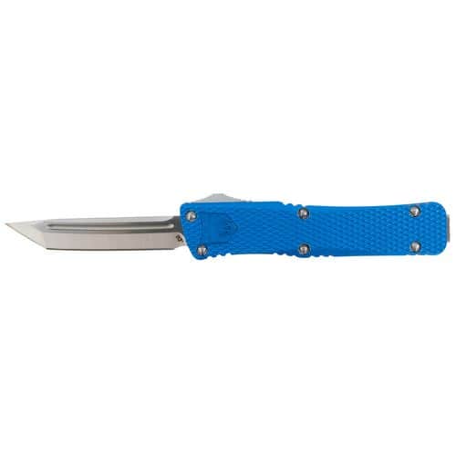 CobraTec Knives Mini Mamba 2.25" OTF Tanto Plain D2 Steel Blade Blue Aluminum Handle CobraTec Knives Mini Mamba 2.25" OTF Tanto Plain D2 Steel Blade Blue Aluminum Handle