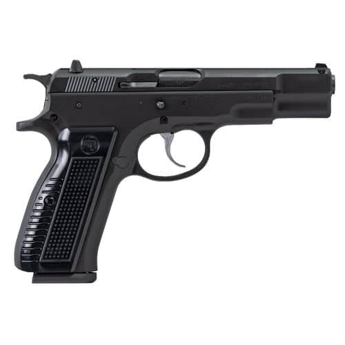 CZ-USA 91121 CZ 75 B Retro 9mm Luger 4.60" 17+1 Black Steel Slide/Barrel Black Aluminum Thin Grips with Fixed 3-Dot Sights CZ-USA 91121 CZ 75 B Retro 9mm Luger 4.60" 17+1 Black Steel Slide/Barrel Black Aluminum Thin Grips with Fixed 3-Dot Sights