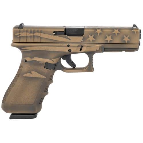 Glock UI2250204-BBBWFLAG G22 Gen3 40 S&W 4.49" 15+1 Overall Black/Coyote Battle Worn Flag Cerakote Polymer Grip Glock UI2250204-BBBWFLAG G22 Gen3 40 S&W 4.49" 15+1 Overall Black/Coyote Battle Worn Flag Cerakote Polymer Grip