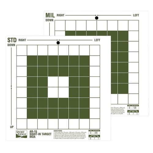 Sport Ridge 03710 Sport Ridge Sight-in Targets MOA and Mil-Dot Premium Durable Paper Target 10" x 10" 10 Per Pkg Sport Ridge 03710 Sport Ridge Sight-in Targets MOA and Mil-Dot Premium Durable Paper Target 10" x 10" 10 Per Pkg