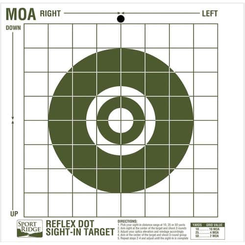 Sport Ridge 03715 Sport Ridge Reflex Dot Sight-in Target MOA Reflex Dot Premium Durable Paper Target 10" x 10" 25 Per Pkg Sport Ridge 03715 Sport Ridge Reflex Dot Sight-in Target MOA Reflex Dot Premium Durable Paper Target 10" x 10" 25 Per Pkg