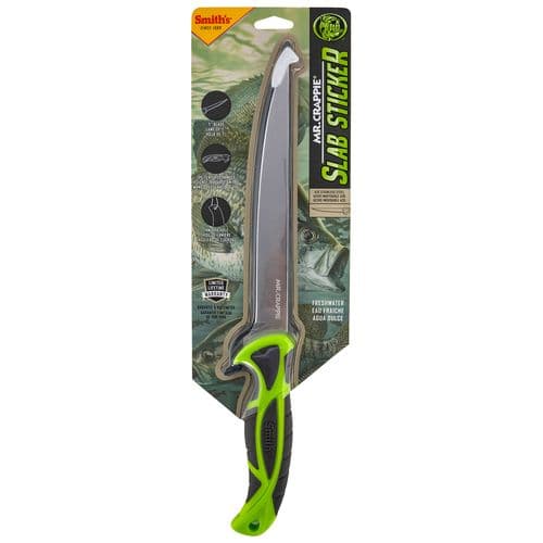 Smiths Products Mr. Crappie Slab Sticker 7" Fixed Fillet Plain 420 Stainless Steel Blade TPE Gray/Green Handle Smiths Products Mr. Crappie Slab Sticker 7" Fixed Fillet Plain 420 Stainless Steel Blade TPE Gray/Green Handle