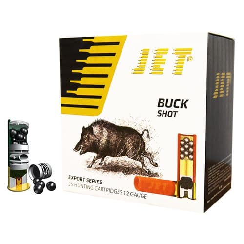 Jet CJ1200BS25PK Jet Export Series 12 Gauge 2.75" 1 1/5 oz 9 Pellet 00 Buck Shot 250 Rds/ 1 Cs Jet CJ1200BS25PK Jet Export Series 12 Gauge 2.75" 1 1/5 oz 9 Pellet 00 Buck Shot 250 Rds/ 1 Cs