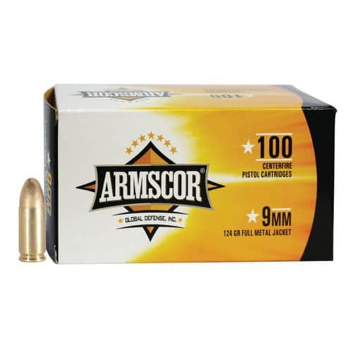 Armscor 50445 Pistol Ammo Value Pack 9mm Luger 124 gr Full Metal Jacket (FMJ) 100 Bx/ 12 Cs Armscor 50445 Pistol Ammo Value Pack 9mm Luger 124 gr Full Metal Jacket (FMJ) 100 Bx/ 12 Cs