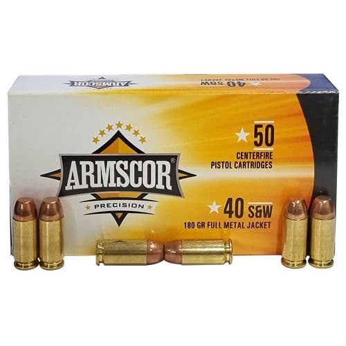 Armscor 50434 Pistol Ammo Copper Plated 40 S&W 180 gr Full Metal Jacket (FMJ) 50 Bx/ 20 Cs Armscor 50434 Pistol Ammo Copper Plated 40 S&W 180 gr Full Metal Jacket (FMJ) 50 Bx/ 20 Cs