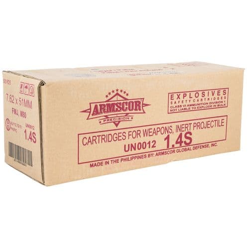 Armscor 7.62x51mm NATO 147gr FMJ Rifle Ammo (500 Rounds) Armscor 7.62x51mm NATO 147gr FMJ Rifle Ammo (500 Rounds)