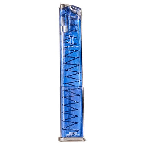 ETS Group GLK-18G2BLU Pistol Mags Clear Blue Extended with Gen2 Floor Plate 31rd for 9mm Luger Glock 34,17,26,19,45,19x,18 ETS Group GLK-18G2BLU Pistol Mags Clear Blue Extended with Gen2 Floor Plate 31rd for 9mm Luger Glock 34,17,26,19,45,19x,18