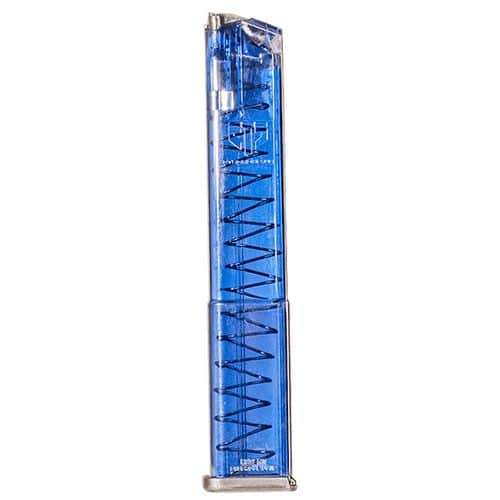 ETS Group GLK-18G2BLU Pistol Mags Clear Blue Extended with Gen2 Floor Plate 31rd for 9mm Luger Glock 34,17,26,19,45,19x,18 ETS Group GLK-18G2BLU Pistol Mags Clear Blue Extended with Gen2 Floor Plate 31rd for 9mm Luger Glock 34,17,26,19,45,19x,18
