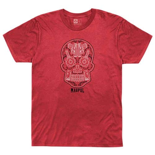 Magpul MAG1217612XL Sugar Skull Men's T-Shirt Red Heather Short Sleeve XL Magpul MAG1217612XL Sugar Skull Men's T-Shirt Red Heather Short Sleeve XL
