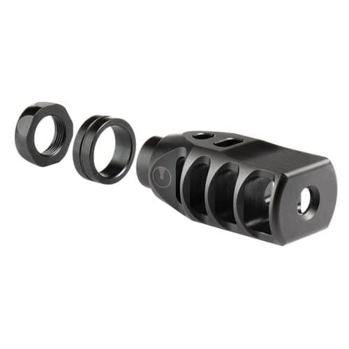 Ultradyne UD10240 Pegasus Compensator Black Nitride 416R Stainless Steel with 5/8"-24 tpi Threads, 2.41" OAL & 1.36" Diameter for 6.5 Cal AR-Platform Ultradyne UD10240 Pegasus Compensator Black Nitride 416R Stainless Steel with 5/8"-24 tpi Threads, 2.41" OAL & 1.36" Diameter for 6.5 Cal AR-Platform
