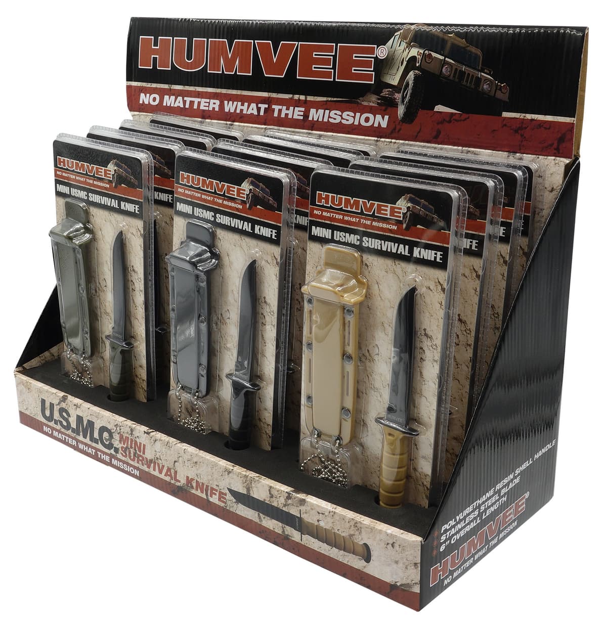 Humvee Adventure Gear HMV-DB-USMC Humvee Combat Knife Display 3.5" USMC Combat Knife Display Humvee Adventure Gear HMV-DB-USMC Humvee Combat Knife Display 3.5" USMC Combat Knife Display