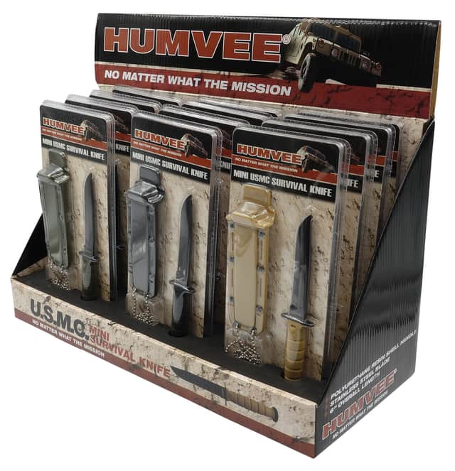 Humvee Adventure Gear HMV-DB-USMC Humvee Combat Knife Display 3.5" USMC Combat Knife Display Humvee Adventure Gear HMV-DB-USMC Humvee Combat Knife Display 3.5" USMC Combat Knife Display