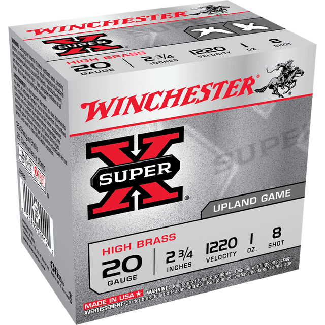 Winchester Ammo X208 Super X Heavy Game Load High Brass 20 Gauge 2.75" 1 oz 8 Shot 25 Box Winchester Ammo X208 Super X Heavy Game Load High Brass 20 Gauge 2.75" 1 oz 8 Shot 25 Box