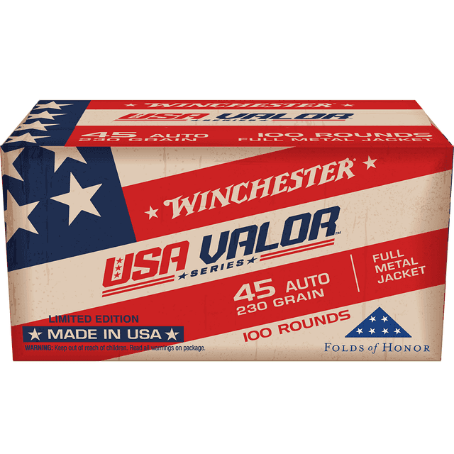 Winchester Ammo USA Valor 45 ACP 230 gr Full Metal Jacket (FMJ) - USAV45A Winchester Ammo USA Valor 45 ACP 230 gr Full Metal Jacket (FMJ) - USAV45A