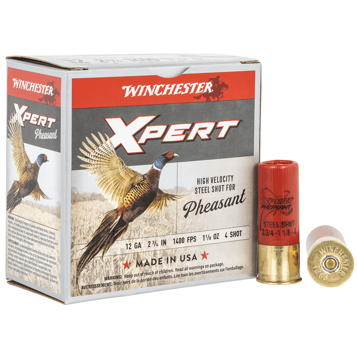 Winchester Ammo WEXP12H4 Xpert Pheasant Lead Free High Velocity 12 Gauge 2.75" 1 1/8 oz 1400 fps 4 Shot 25 Per Box Winchester Ammo WEXP12H4 Xpert Pheasant Lead Free High Velocity 12 Gauge 2.75" 1 1/8 oz 1400 fps 4 Shot 25 Per Box