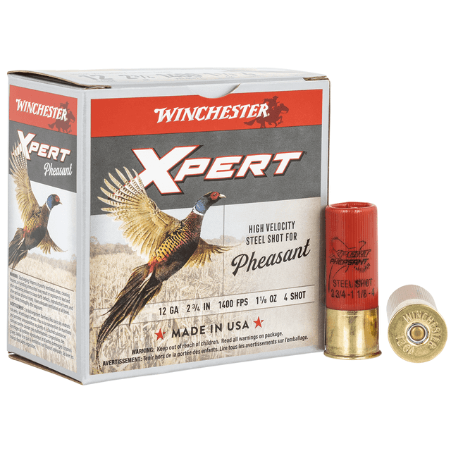 Winchester Ammo WEXP12H4 Xpert Pheasant Lead Free High Velocity 12 Gauge 2.75" 1 1/8 oz 1400 fps 4 Shot 25 Per Box Winchester Ammo WEXP12H4 Xpert Pheasant Lead Free High Velocity 12 Gauge 2.75" 1 1/8 oz 1400 fps 4 Shot 25 Per Box