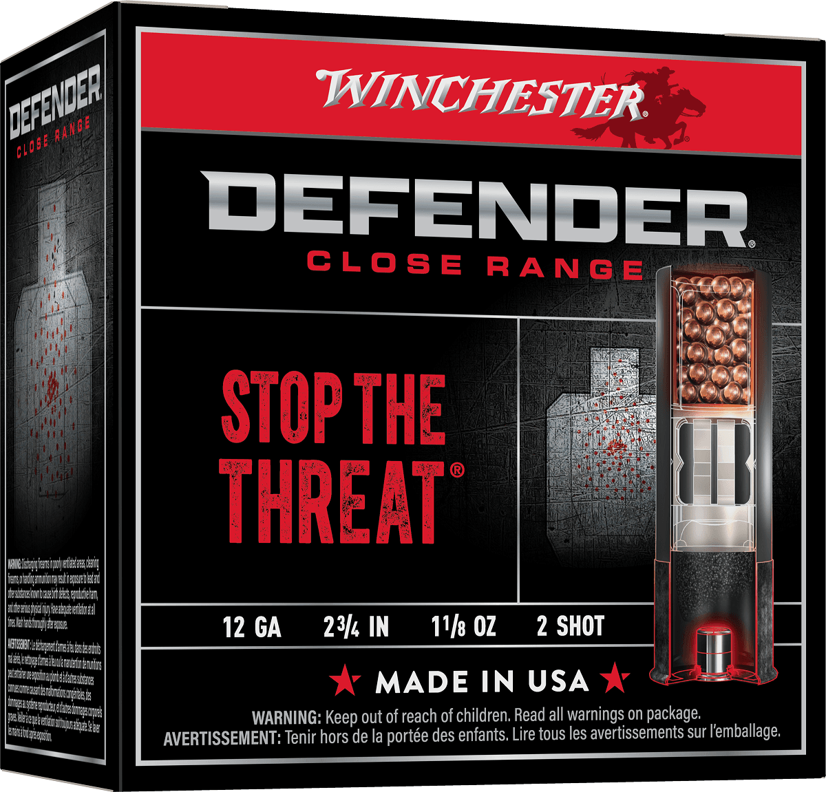 Winchester Ammo Defender 12 Gauge 2.75" 1 1/8 oz 2 Shot - S122PD25 Winchester Ammo Defender 12 Gauge 2.75" 1 1/8 oz 2 Shot - S122PD25