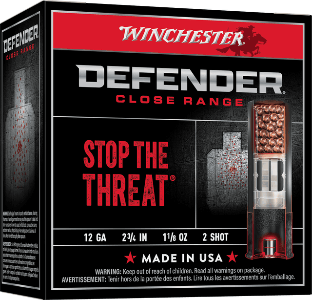 Winchester Ammo Defender 12 Gauge 2.75" 1 1/8 oz 2 Shot - S122PD25 Winchester Ammo Defender 12 Gauge 2.75" 1 1/8 oz 2 Shot - S122PD25