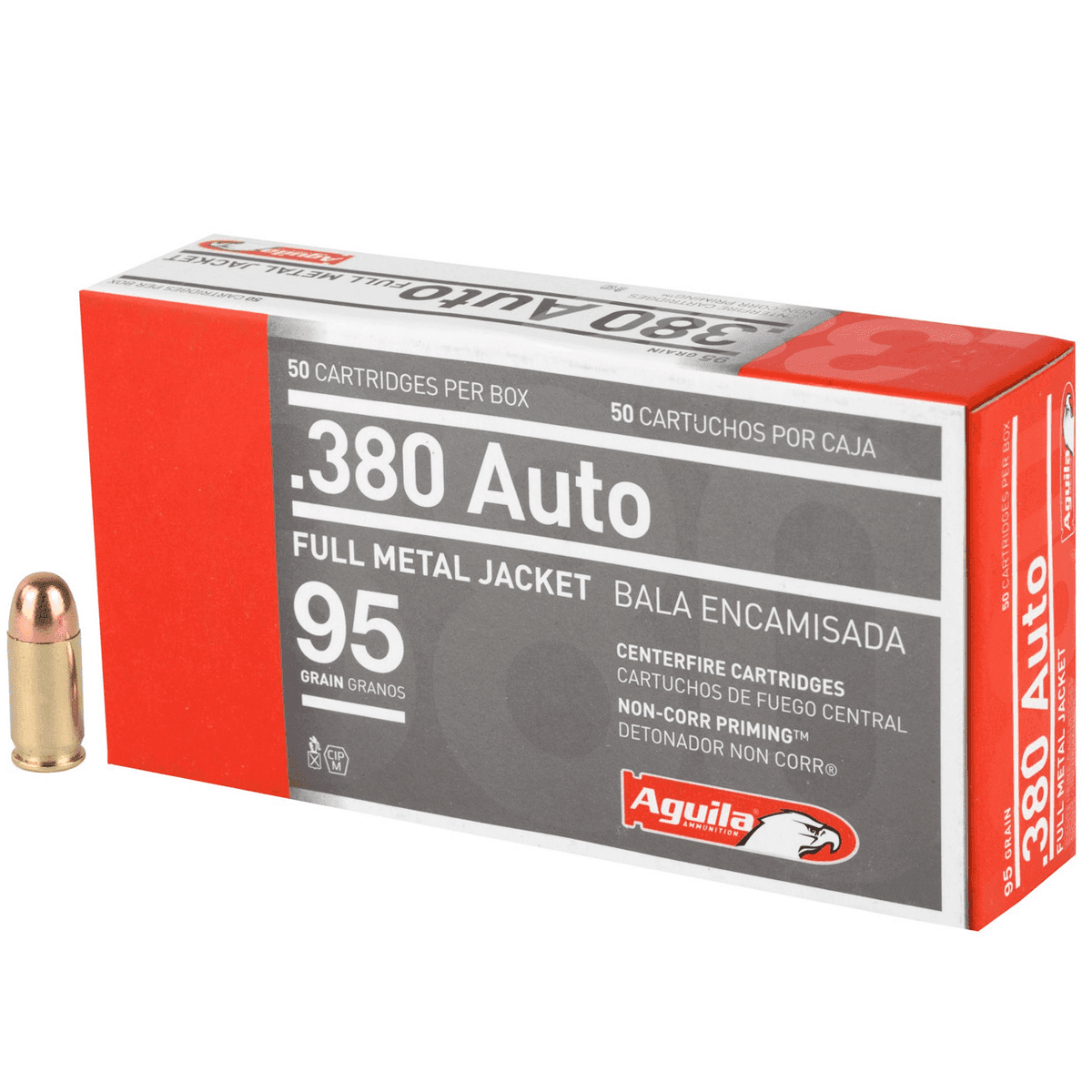 Aguila 1E802110 Pistol 380 ACP 95 gr Full Metal Jacket (FMJ) 50 Bx Aguila 1E802110 Pistol 380 ACP 95 gr Full Metal Jacket (FMJ) 50 Bx