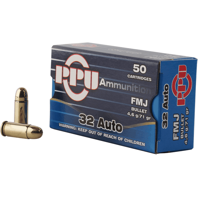 PPU Handgun 32 ACP 71 gr Full Metal Jacket 50 Per Box PPU Handgun 32 ACP 71 gr Full Metal Jacket 50 Per Box