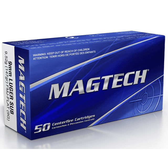 Magtech 9G Range/Training 9mm Luger 147 gr Full Metal Jacket Flat Subsonic Ammo Magtech 9G Range/Training 9mm Luger 147 gr Full Metal Jacket Flat Subsonic Ammo