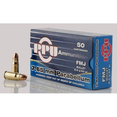 PPU PPH765P Handgun 7.65 Parabellum 93 gr Full Metal Jacket (FMJ) 50 Bx/ 20 Cs PPU PPH765P Handgun 7.65 Parabellum 93 gr Full Metal Jacket (FMJ) 50 Bx/ 20 Cs