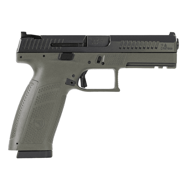 CZ-USA 89545 P-10 F 9mm Luger 4.50" 19+1 OD Green Polymer Frame Black Steel Slide OD Green Interchangeable Backstrap Grip Reversible Mag Release CZ-USA 89545 P-10 F 9mm Luger 4.50" 19+1 OD Green Polymer Frame Black Steel Slide OD Green Interchangeable Backstrap Grip Reversible Mag Release